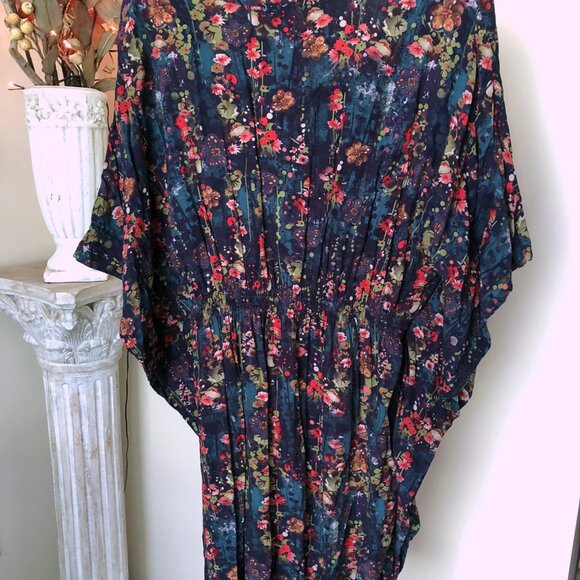 Natural Life Sanibel kaftan cover-up L Large floral relaxed dress kimono - Picture 2 of 9